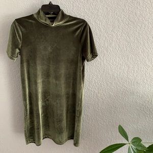 Madewell Crushed Green Velvet Dress, Size S